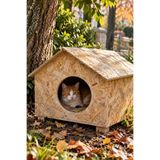 Reyo 50x50x35 cm Kedi Evi, Dış Ortama, Rüzgar ve Soğuğa Dayanıklı Ahşap Kedi Yuvası, Yavru ve Yetişkin Kediler İçin Barınak OSB CAT17