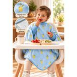 Reyo 6 Ay-6 Yaş Uzun Kollu Bebek Mama Önlüğü, Çocuk Aktivite Önlüğü, Pamuklu, Sıvı Geçirmez Iç Katmanlı Havlu Bebek Beslenme Önlüğü - Limon Sorbe - Mavi - Standart