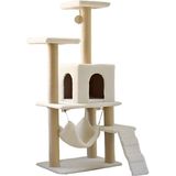 Reyo B-07 Hamaklı Yuvalı Lüx Kedi Tırmalama Oyun Evi Beyaz
