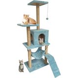 Reyo B-07 Hamaklı Yuvalı Lüx Kedi Tırmalama Oyun Evi Turkuaz