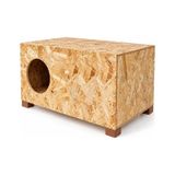 Reyo Büyük Boy Kedi Evi Sokak Hayvanları İçin Kedi Yuvası Ahşap Kedi Kulübesi Yağmura ve Soğuğa Dayanıklı OSB 60 x 40 x 30 CM CAT24 acik-kahverengi