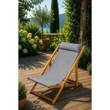 Reyo Bysay ahşap Katlanabilir Taşınır Bahçe Sandalyesi Plaj Bahçe Teras Balkon Şezlongu Gri - Uzunluk=85cm Yükseklik=80cm Genişlik=55cm
