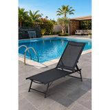 Reyo Bysay Portatif Alüminyum Fileli Şezlong - Katlanabilir Bahçe, Balkon, Plaj ve Havuz Sandalyesi Antrasit - Genişlik: 54 cm Uzunluk: 180 cm Yükseklik: 35 cm