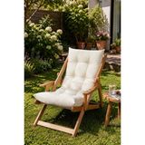 Reyo Bysay Puf Minderli Ahşap Kademeli Kollu Şezlong Bahçe&balkon&teras&plaj Katlanır Şezlong Naturel Krem - Uzunluk=98cm Yükseklik=96cm Genişlik=57cm
