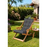 Reyo Bysay Puf Minderli Ahşap Kademeli Şezlong Bahçe&balkon&teras&plaj Katlanır Şezlong Naturel Antrasit - Uzunluk=98cm Yükseklik=96cm Genişlik=57cm