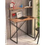 Reyo Çalışma Masası Kitaplıklı, Bilgisayar Masası, Ofis Masası Ceviz - 112 x 90 x 45 cm