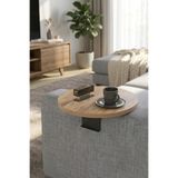 Reyo Dekoratif Yan Sehpa, Yuvarlak, Atlantik Çam, 34 cm Çap, Metal Alt Aparat, Koltuk Koluna Uyumlu, Kolay Montaj