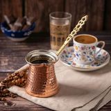 Reyo El Yapımı Bakır Cezve 3 Fincanlık - Acı Kahverengi