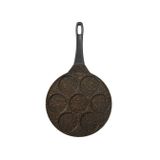 Reyo Emoji Döküm Pankek Tavası, 26 cm, Siyah, Alüminyum Döküm, Yapışmaz, 7 Bölmeli, Pancake için