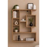Reyo Enda Home Bigane Büyük Dekoratif Duvar Rafı 70,9 × 93,6 cm, Asimetrik Çok Bölmeli Duvara Monte Raf - Atlantik Çam