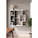 Reyo Enda Home Yegane Duvar Rafı, Duvar Kitaplığı, Dekoratif Kitaplık, Modern Kitaplık Beyaz - Antrasit