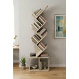 Reyo Falez 10 Raflı Kitaplık Modern Dekoratif Kitap Rafı Çok Katlı Kitap Standı Salon Ofis Organizer 7062 Traverten