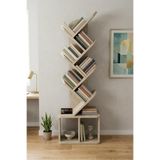 Reyo Falez 10 Raflı Kitaplık, Traverten, MDF/Suntalam, 62x20x170 cm, Modern Dekoratif Kitap Rafı, Salon Ofis Organizer, Model 7062