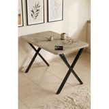 Reyo Falez 110x70 Cm Yemek Masası Modern Ahşap Görünümlü Mutfak Ofis Balkon Bahçe Kafe Masası Traverten 9831