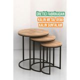 Reyo Falez 3'lü C Zigon Sehpa Metal Ayaklı C Zigon Sehpa Lüx Atlantik Çam - 70473