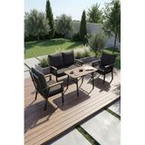 Reyo Falez 4'lü Bahçe Oturma Grubu, Metal İskelet, Ahşap Detaylı Kolçak, Minderli Koltuk ve Orta Sehpa, Balkon Teras Veranda için