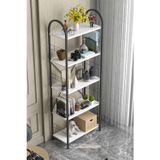 Reyo Falez 5 Geniş Raflı Kitaplık Metal Çerçeveli Modern Raf Çalışma Odası Ofis Salon Kitaplığı Evra