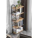 Reyo Falez 5 Geniş Raflı Kitaplık Metal Çerçeveli Modern Raf Çalışma Odası Ofis Salon Kitaplığı Evrak Rafı 180 cm Atlantik Çam