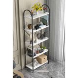 Reyo Falez 5 Geniş Raflı Kitaplık Metal Çerçeveli Modern Raf Çalışma Odası Ofis Salon Kitaplığı Evrak Rafı 180 cm Beyaz