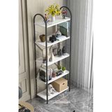 Reyo Falez 5 Geniş Raflı Kitaplık Metal Çerçeveli Modern Raf Çalışma Odası Ofis Salon Kitaplığı Evrak Rafı 180 cm Beyaz