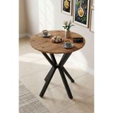 Reyo Falez 70 cm Yuvarlak Mutfak Masası Metal Ayaklı Modern Yemek Balkon Bahçe Kafe Masası Atlantik Çam 9820