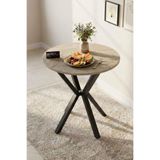 Reyo Falez 70 cm Yuvarlak Mutfak Masası Metal Ayaklı Modern Yemek Balkon Bahçe Kafe Masası Traverten 9821