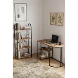 Reyo Falez Çalışma Masası ve Kitaplık Seti Metal Ayaklı,minimalist Tasarım,geniş Masa Alanı,çok Raflı Atlantik Çam - 125 × 60 × 77 cm (Genişlik × Derinlik × Yükseklik)