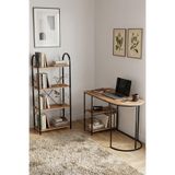 Reyo Falez Çalışma Masası ve Kitaplık Seti Metal Ayaklı,Minimalist Tasarım,Geniş Masa Alanı,Çok Raflı Atlantik Çam