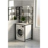Reyo Falez Çamaşır Makinesi Üstü Dolap 2 Katlı Geniş Depolama Raf Ünitesi Metal Banyo Organizeri Siyah - 260