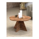 Reyo Falez Çiçek Formlu Yuvarlak Orta Sehpa, Atlantik Çam, 70 cm Çap, 41 cm Yükseklik, Modern Salon Sehpası