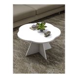Reyo Falez Çiçek Formlu Yuvarlak Orta Sehpa, Modern, Beyaz, Suntalam, 70x41 cm, Salon ve Oturma Odası için