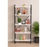 Reyo Falez Dekoratif 5 Raflı Kitaplık Geniş Metal Kitaplık Dosya Rafı Ofis Salon Raf 180x66 Beyaz