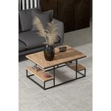 Reyo Falez Deluxe Raflı Orta Sehpa 60X90 cm Modern Dikdörtgen Orta Sehpa Atlantik Çam - 79921