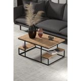 Reyo Falez Deluxe Raflı Orta Sehpa 60x90 cm Modern Dikdörtgen Orta Sehpa Atlantik Çam