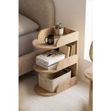 Reyo Falez Komodin Modern Ahşap 3 Katlı Raflı Yan Sehpa Çok Amaçlı Organizer Kitaplık Naturel
