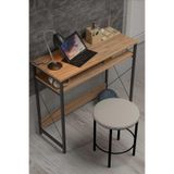 Reyo Falez Modern Çalışma Masası, 90x37 cm Üst Tabla Metal Profil
