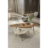 Reyo Falez Modern Orta Sehpa Seti, 2'li, Ceviz Efes, Ahşap Ayaklı, Oval Form, 116 cm ve 77 cm, Salon ve Oturma Odası için
