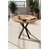 Reyo Falez Mutfak Masası 90 cm Yuvarlak Masa Modern Metal Ayaklı Cafe Balkon Ofis Yemek Masası 9826 Atlantik Çam - 90x73