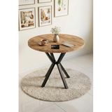 Reyo Falez Mutfak Masası 90 cm Yuvarlak Masa Modern Metal Ayaklı Cafe Balkon Ofis Yemek Masası 9826 Atlantik Çam
