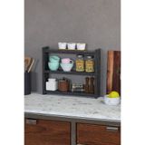 Reyo Falez Mutfak Rafı, 3 Raflı Organizer, Banyo Rafı, Çok Amaçlı Düzenleyici, Tezgah Üstü Raf, Siyah Mermer, 44x9.5x40 cm