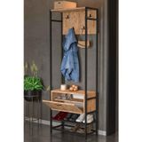 Reyo Falez Portmanto Metal Ahşap Askılık Mini Vestiyer Portmanto Ayakkabılık Çam