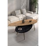 Reyo Falez Setro 9536 2'li Orta Sehpa Seti, Atlantik Çam, Modern Oval Tasarım, Ahşap Ayaklı, Salon ve Oturma Odası için