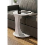 Reyo Falez Tekerlekli Yan Sehpa Modern C Sehpa Minimal Tasarım Yuvarlak Orta Sehpa Salon Koltuk Yanı 6096 Beyaz