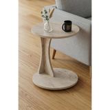 Reyo Falez Yan Sehpa Modern C Sehpa Minimal Tasarım Yuvarlak Orta Sehpa Salon Koltuk Yanı 6098 Traverten