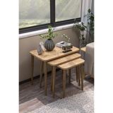 Reyo Falez Zigon Sehpa Seti, 3'lü, Modern Stil, Ahşap Torna Ayak, Beyaz, Salon ve Oturma Odası için, 50x45x35 cm