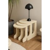 Reyo Falez Zigon Sehpa Takımı, 3'lü Set, Traverten Desen, Modern Stil, Sunta Malzeme, İç İçe Geçebilen Tasarım, Oturma Odası ve Ofis İçin