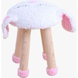 Reyo Hayvan Figürlü Ahşap Amigurumi Çocuk Taburesi Tavşan - Beyaz