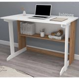 Reyo Home Enda Pillar Kütüphaneli Geniş Çalışma Masası 100 x 56 cm Atlantik Çam - Beyaz - 100 x 74 x 56