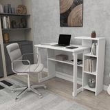 Reyo Home Enda Saye 5 Raflı Kitaplıklı Çalışma Masası Beyaz - 106 x 75 x 50