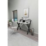 Reyo Home Enda x Ayaklı Raflı Ders Çalışma Masası 50 x 90 cm Antrasit - Beyaz - 90 x 88 x 50